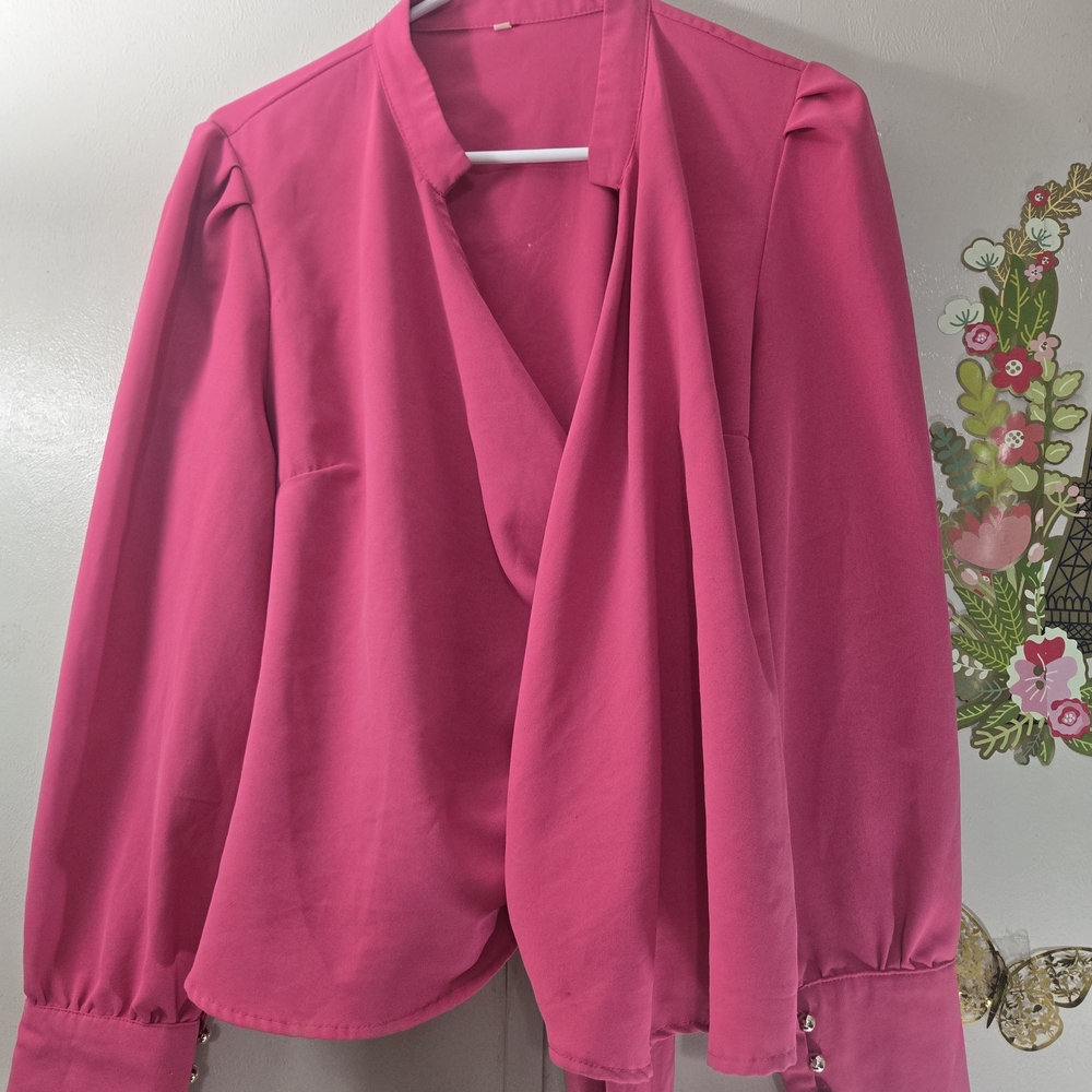 Bright Pink Draped Blouse